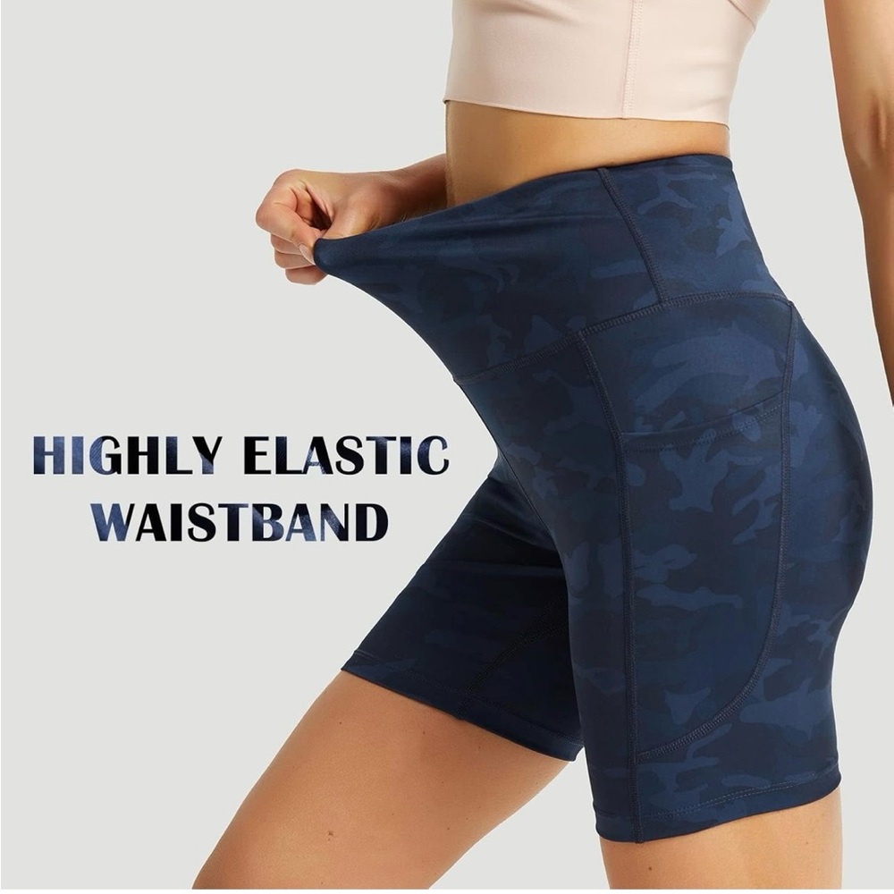 Baleaf Blue Bike Shorts High-Waisted Fitted 6” length - Picture 2 of 7